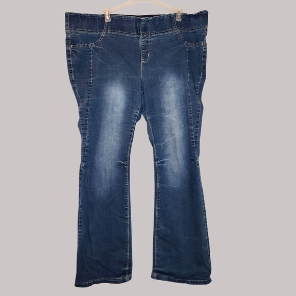Amethyst Jeans Women's Low-Rise Bootcut Denim Jeans Sz 20W Blue Y2K embroidered - Picture 1 of 6